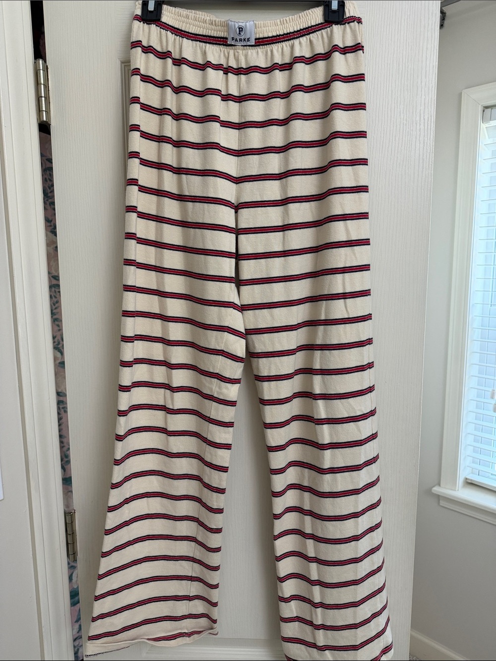 PARKE cream, red and navy blue t shirt and lounge pants - Picture 6 of 6